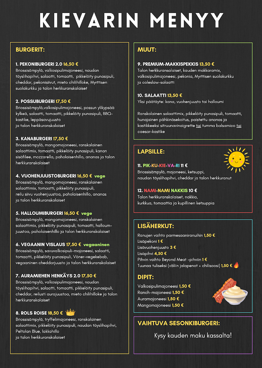 Menu Kivisalmen Kievari-1